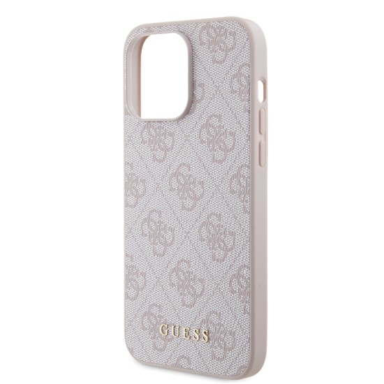 Husa pentru iPhone 15 Pro Max - Guess Hardcase 4G Metal Gold Logo (GUHCP15XG4GFPI) - Pink