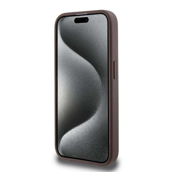 Husa pentru iPhone 15 Pro Max - Guess Hardcase 4G Stripe Collection (GUHCP15XG4GLBR) - Brown