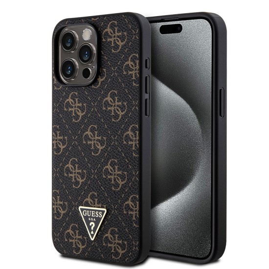 Husa pentru iPhone 15 Pro Max - Guess Hardcase 4G Triangle Metal Logo (GUHCP15XPG4GPK) - Black