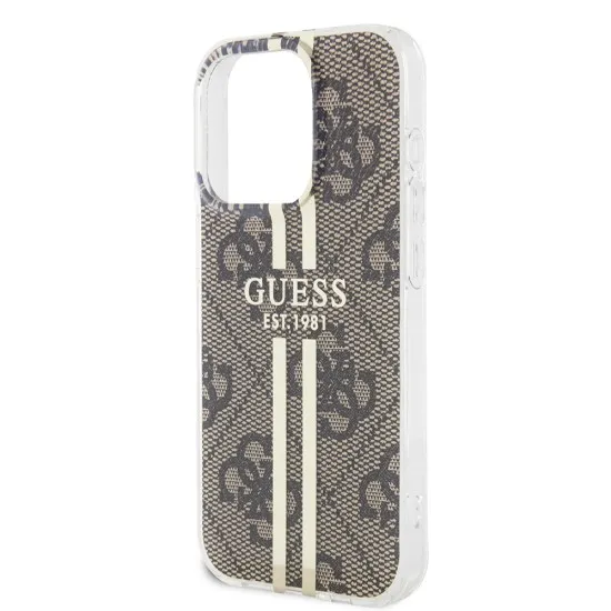 Husa pentru iPhone 15 Pro Max - Guess Hardcase IML 4G Gold Stripe (GUHCP15XH4PSEGW) - Brown Husa pentru iPhone 15 Pro Max - Guess Hardcase IML 4G Gold Stripe (GUHCP15XH4PSEGW) - Brown