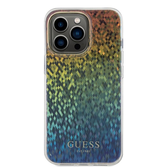 Husa pentru iPhone 15 Pro Max - Guess Hardcase IML Faceted Mirror Disco Iridescent (GUHCP15XHDECMI) - Multicolour