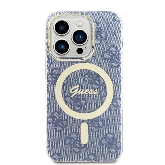 Husa pentru iPhone 15 Pro Max - Guess IML 4G MagSafe (GUHMP15XH4STB) - Blue