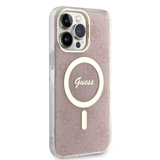 Husa pentru iPhone 15 Pro Max - Guess IML 4G MagSafe (GUHMP15XH4STP) - Pink