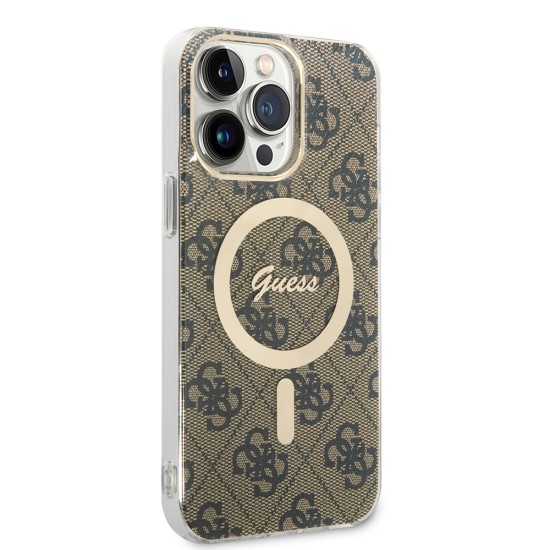 Husa pentru iPhone 15 Pro Max - Guess IML 4G MagSafe (GUHMP15XH4STW) - Brown