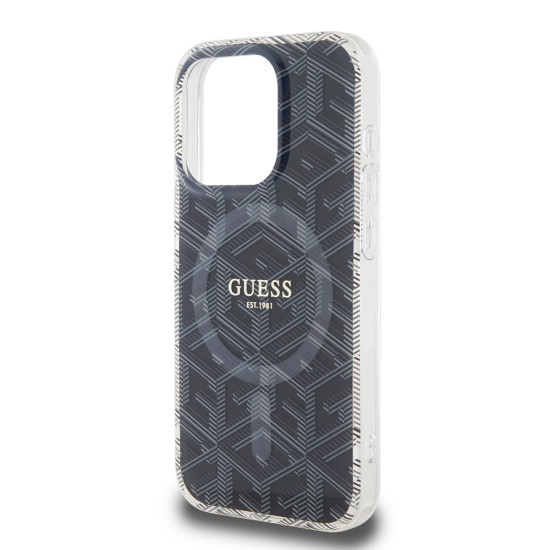 Husa pentru iPhone 15 Pro Max - Guess IML GCube MagSafe (GUHMP15XHGCUSTGK) - Black