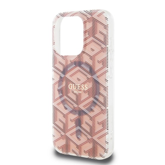 Husa pentru iPhone 15 Pro Max - Guess IML GCube MagSafe (GUHMP15XHGCUSTGP) - Pink