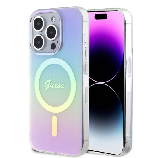 Husa pentru iPhone 15 Pro Max - Guess IML Iridescent MagSafe (GUHMP15XHITSU) - Purple