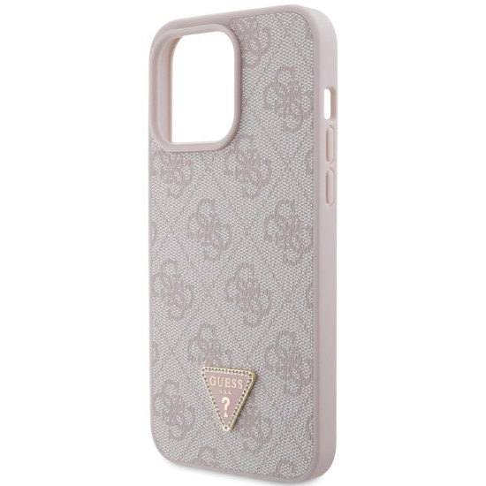 Husa pentru iPhone 15 Pro Max - Guess Leather 4G Diamond Triangle (GUHCP15XP4TDPP) - Pink