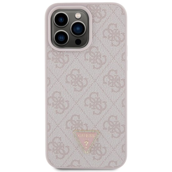 Husa pentru iPhone 15 Pro Max - Guess Leather 4G Diamond Triangle (GUHCP15XP4TDPP) - Pink