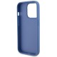 Husa pentru iPhone 15 Pro Max - Guess Leather 4G Triangle Strass (GUHCP15XP4TDPB) - Blue