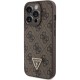 Husa pentru iPhone 15 Pro Max - Guess Leather 4G Triangle Strass (GUHCP15XP4TDPW) - Brown