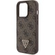 Husa pentru iPhone 15 Pro Max - Guess Leather 4G Triangle Strass (GUHCP15XP4TDPW) - Brown