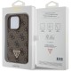 Husa pentru iPhone 15 Pro Max - Guess Leather 4G Triangle Strass (GUHCP15XP4TDPW) - Brown