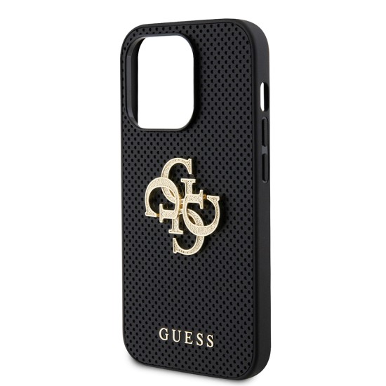 Husa pentru iPhone 15 Pro Max - Guess Leather Perforated 4G (GUHCP15XPSP4LGK) - Black