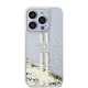 Husa pentru iPhone 15 Pro Max - Guess Liquid Glitter Gold Stripes (GUHCP15XLFCSEGT) - Transparent