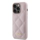 Husa pentru iPhone 15 Pro Max - Guess Quilted Metal Logo (GUHCP15XPSQSQSP) - Pink