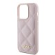 Husa pentru iPhone 15 Pro Max - Guess Quilted Metal Logo (GUHCP15XPSQSQSP) - Pink