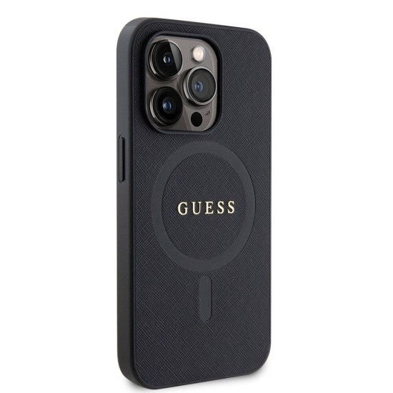 Husa pentru iPhone 15 Pro Max - Guess Saffiano MagSafe (GUHMP15XPSAHMCK) - Black