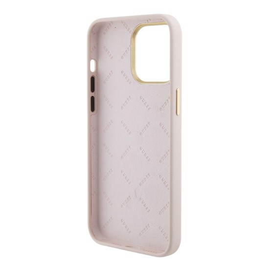 Husa pentru iPhone 15 Pro Max - Guess Silicone Logo Strass 4G (GUHCP15XM4DGPP) - Light Pink