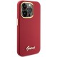 Husa pentru iPhone 15 Pro Max - Guess Silicone Script Metal Logo & Frame (GUHCP15XSMBSLM) - Red