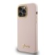 Husa pentru iPhone 15 Pro Max - Guess Silicone Script Metal Logo & Frame (GUHCP15XSMBSLP) - Light Pink