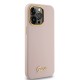 Husa pentru iPhone 15 Pro Max - Guess Silicone Script Metal Logo & Frame (GUHCP15XSMBSLP) - Light Pink