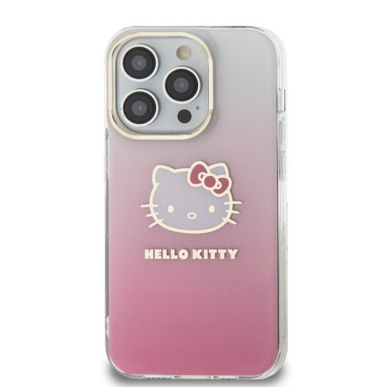 Husa pentru iPhone 15 Pro Max - Hello Kitty Hardcase IML Gradient Electrop Kitty Head (HKHCP15XHDGKEP) - Pink