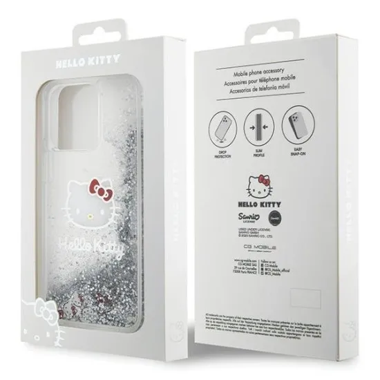Husa pentru iPhone 15 Pro Max - Hello Kitty Hardcase Liquid Glitter Charms Kitty Head (HKHCP15XLIKHET) - Silver Husa pentru iPhone 15 Pro Max - Hello Kitty Hardcase Liquid Glitter Charms Kitty Head (HKHCP15XLIKHET) - Silver