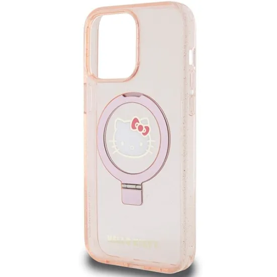 Husa pentru iPhone 15 Pro Max - Hello Kitty Hardcase Ring Stand Glitter Electrop Logo MagSafe (HKHMP15XHRSGEP) - Pink Husa pentru iPhone 15 Pro Max - Hello Kitty Hardcase Ring Stand Glitter Electrop Logo MagSafe (HKHMP15XHRSGEP) - Pink