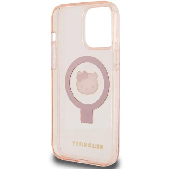 Husa pentru iPhone 15 Pro Max - Hello Kitty Hardcase Ring Stand Glitter Electrop Logo MagSafe (HKHMP15XHRSGEP) - Pink Husa pentru iPhone 15 Pro Max - Hello Kitty Hardcase Ring Stand Glitter Electrop Logo MagSafe (HKHMP15XHRSGEP) - Pink