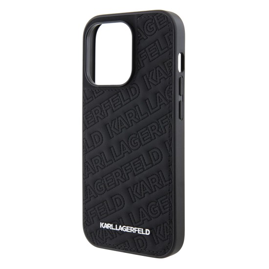 Husa pentru iPhone 15 Pro Max - Karl Lagerfeld Diagonal Quilted K Pattern (KLHCP15XPQKPMK) - Black