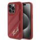 Husa pentru iPhone 15 Pro Max - Karl Lagerfeld Diagonal Quilted Script (KLHCP15XPQDSMGR) - Red