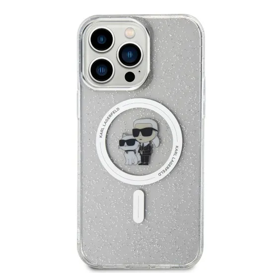Husa pentru iPhone 15 Pro Max - Karl Lagerfeld Glitter MagSafe (KLHMP15XHGKCNOT) - Transparent Karl&Choupette Husa pentru iPhone 15 Pro Max - Karl Lagerfeld Glitter MagSafe (KLHMP15XHGKCNOT) - Transparent Karl&Choupette