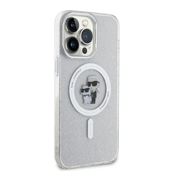 Husa pentru iPhone 15 Pro Max - Karl Lagerfeld Glitter MagSafe (KLHMP15XHGKCNOT) - Transparent Karl&Choupette Husa pentru iPhone 15 Pro Max - Karl Lagerfeld Glitter MagSafe (KLHMP15XHGKCNOT) - Transparent Karl&Choupette