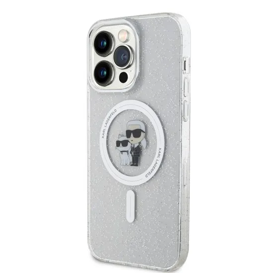 Husa pentru iPhone 15 Pro Max - Karl Lagerfeld Glitter MagSafe (KLHMP15XHGKCNOT) - Transparent Karl&Choupette Husa pentru iPhone 15 Pro Max - Karl Lagerfeld Glitter MagSafe (KLHMP15XHGKCNOT) - Transparent Karl&Choupette