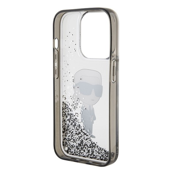 Husa pentru iPhone 15 Pro Max - Karl Lagerfeld Hardcase Liquid Glitter (KLHCP15XLKKNSK) - Transparent Ikonik