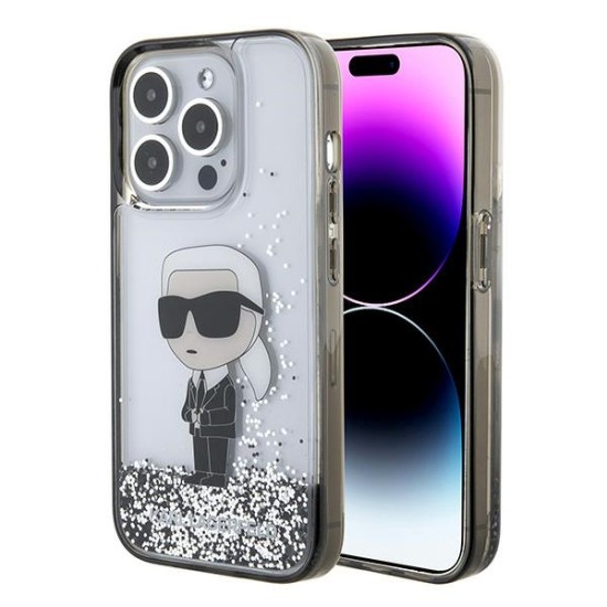 Husa pentru iPhone 15 Pro Max - Karl Lagerfeld Hardcase Liquid Glitter (KLHCP15XLKKNSK) - Transparent Ikonik