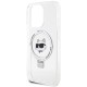 Husa pentru iPhone 15 Pro Max - Karl Lagerfeld Hardcase Ring Stand MagSafe (KLHMP15XHMRSCHH) - White Choupette Head