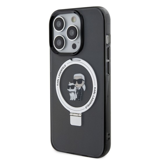 Husa pentru iPhone 15 Pro Max - Karl Lagerfeld Hardcase Ring Stand MagSafe (KLHMP15XHMRSKCK) - Karl&Choupette