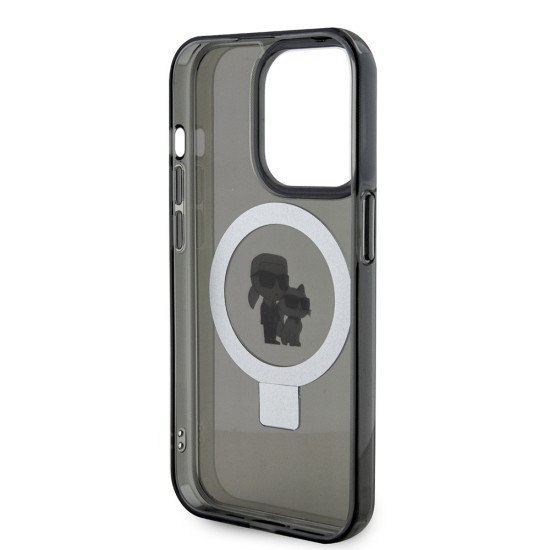 Husa pentru iPhone 15 Pro Max - Karl Lagerfeld Hardcase Ring Stand MagSafe (KLHMP15XHMRSKCK) - Karl&Choupette