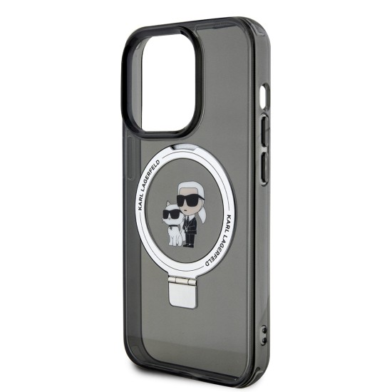 Husa pentru iPhone 15 Pro Max - Karl Lagerfeld Hardcase Ring Stand MagSafe (KLHMP15XHMRSKCK) - Karl&Choupette