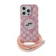 Husa pentru iPhone 15 Pro Max - Karl Lagerfeld IML Crossbody MagSafe (KLHMP15XHCKCKLCP) - Pink Monogram Karl&Choupette Head