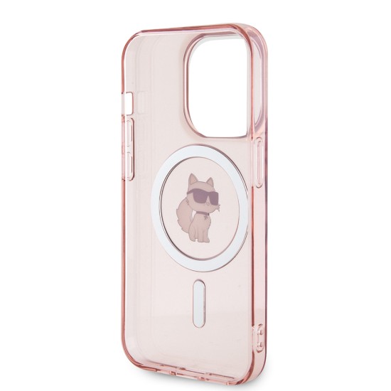 Husa pentru iPhone 15 Pro Max - Karl Lagerfeld IML MagSafe (KLHMP15XHFCCNOP) - Pink Choupette