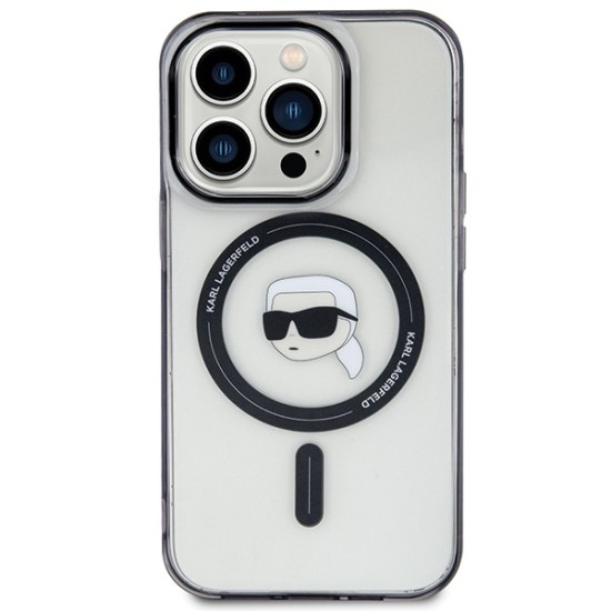 Husa pentru iPhone 15 Pro Max - Karl Lagerfeld IML MagSafe (KLHMP15XHKHNOTK) - Transparent Karl`s Head