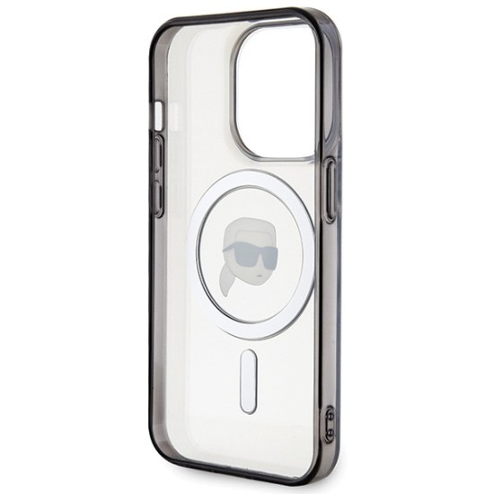 Husa pentru iPhone 15 Pro Max - Karl Lagerfeld IML MagSafe (KLHMP15XHKHNOTK) - Transparent Karl`s Head