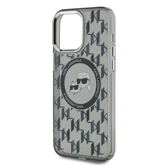 Husa pentru iPhone 15 Pro Max - Karl Lagerfeld IML MagSafe (KLHMP15XHMCKMHK) - Monogram Karl&Choupette Head