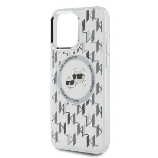 Husa pentru iPhone 15 Pro Max - Karl Lagerfeld IML MagSafe (KLHMP15XHMCKMHT) - Clear Monogram Karl&Choupette Head