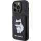 Husa pentru iPhone 15 Pro Max - Karl Lagerfeld Saffiano Cardslots and Stand (KLHCP15XSAKCNSCK) - Monogram Choupette