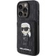 Husa pentru iPhone 15 Pro Max - Karl Lagerfeld Saffiano Cardslots and Stand (KLHCP15XSAKKNSCK) - Monogram Ikonik