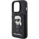 Husa pentru iPhone 15 Pro Max - Karl Lagerfeld Saffiano Cardslots and Stand (KLHCP15XSAKKNSCK) - Monogram Ikonik